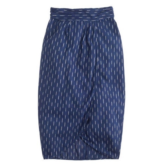 J. Crew tulip faux-wrap skirt in indigo ikat - Picture 3 of 6